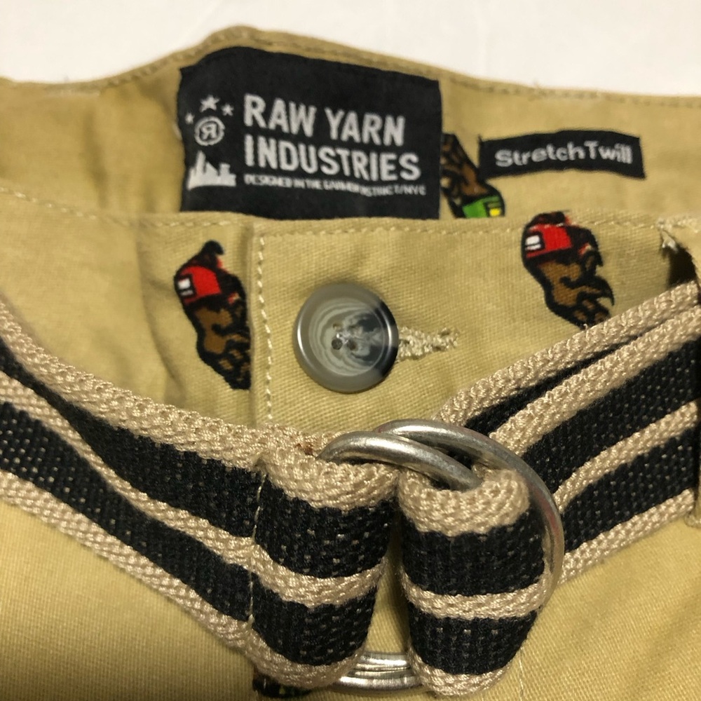 MENS RAW YARN INDUSTRIES NEW W.T. BearStretch Twill Khaki Shorts/ Belt Size 30 - Picture 10 of 12